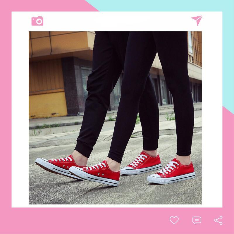 Giày vải thể thao nam nữ CV09  - Màu đỏ đế trắng