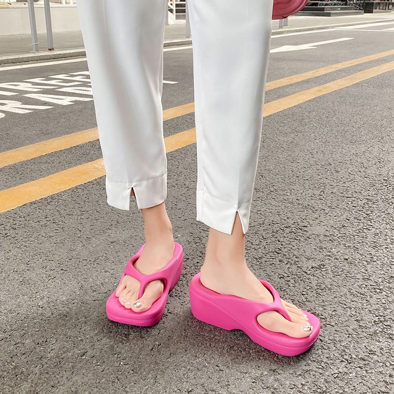 Dép Xỏ Ngón Đế Dày Mũi Vuông Phong Cách Âu Mỹ Thời Trang Cho Nữ