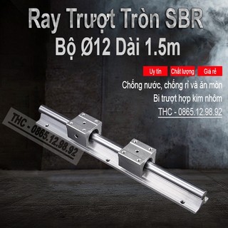 Thanh Ray Trượt Tròn Có Đế SBR12 (1 Thanh Ray Ø12 Dài 1.5m + 2 Con Trượt) Ray Trượt Chống Rỉ Xước Độ Cứng Cao