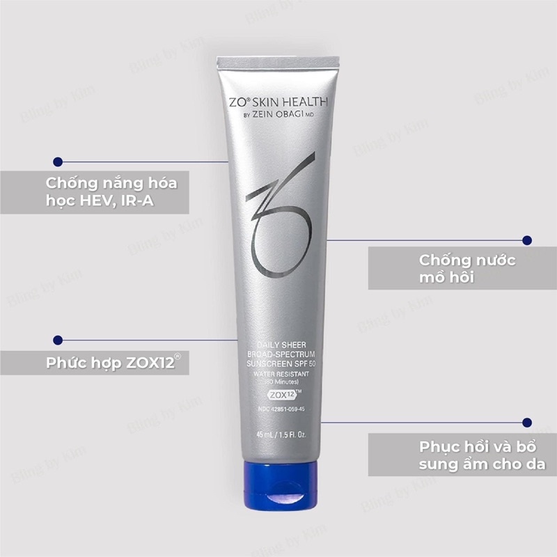 ⭐️ Kem chống nắng Zo Skin Daily Sheer Suncreen SPF 50 45ml