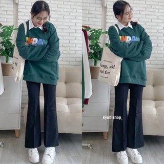 Quần ống loe Kyubi lưng cạp cao dáng dài phong cách ulzzang (Có bigsize) - Quần tây đen vẩy vải nữ suông culottes QTL16