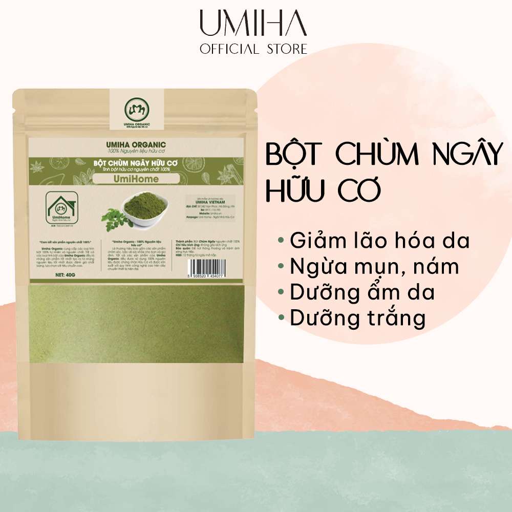 Bột Chùm Ngây Hữu Cơ UMIHA Nguyên Chất 40g | Dùng Đắp Mặt Nạ Cấp Ẩm Dưỡng Trắng Chống Lão Hóa Da Hiệu Quả