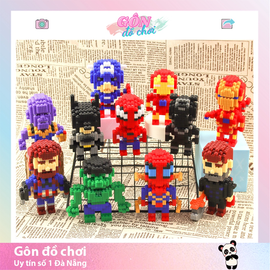 Mô hình lắp ráp marvel siêu anh hùng 3d mini bộ xếp hình người nhện sắt dơi giá rẻ cho bé trẻ em thông minh Gôn đồ chơi