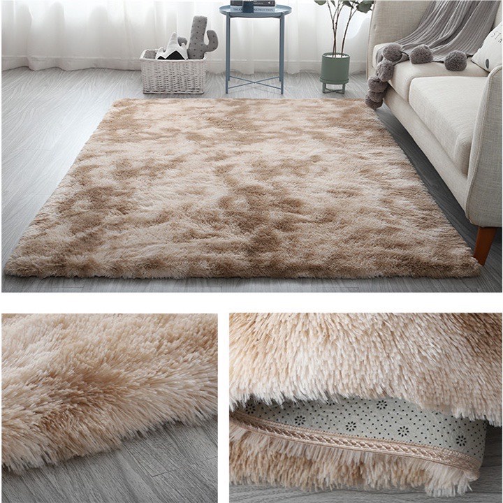 Thảm lông trải sàn phòng ngủ loại lông dày nhập khẩu kích thước 1m6x2m mặt dưới có lớp chống trượt lông dày 4cm