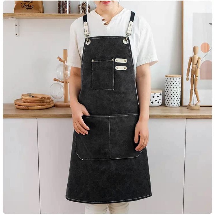 Tạp Dề Nấu Ăn / Nướng Bánh Chuyên Nghiệp Có 2 Túi Chống Nước Có Thể Điều Chỉnh Cho Nam Và Nữ