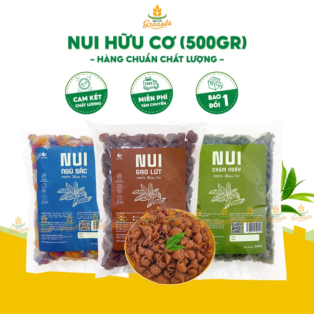 MỚI Nui Gạo Lứt, Nui Ngũ Sắc, Nui Chùm Ngây 100% Hữu Cơ Ăn Kiêng Eat Clean