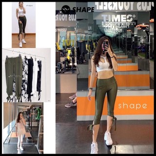 Quần legging lửng tập gym yoga cho nữ buộc dây hoạ tiết [L033]