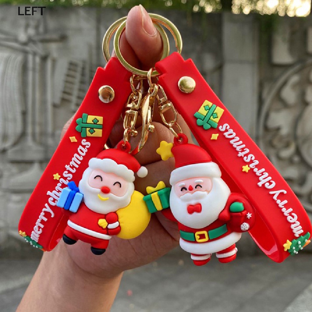 le 1pcs/random New Year 2022 Christmas Cartoon Santa Claus Keychain Soft  Rubber Doll KeyRing my