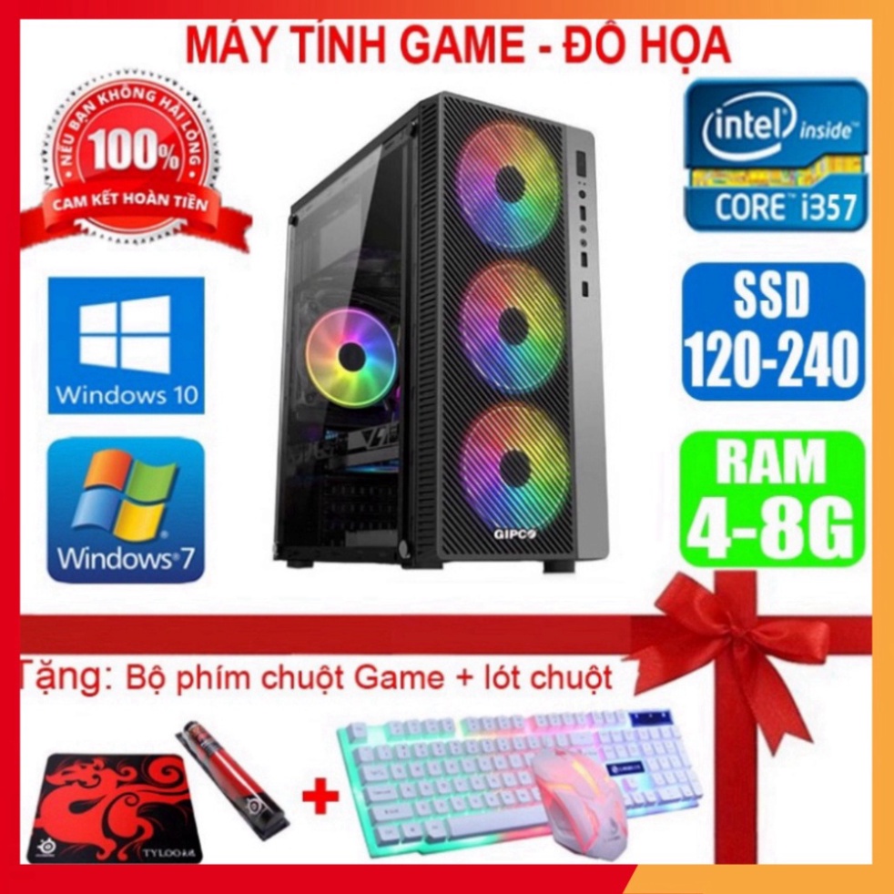 Máy tính PC Game Thế hệ 3 I7 i5 i3 Ram 8G 4GG SSD 240GB 120GB Chơi game PUBG lite, LOL,CF đột kích, Fifa, Cs Go, GTA 5..