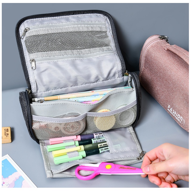 Túi Đựng Bút Bằng Vải Canvas Sức Chứa Lớn Đa Năng Có Tay Cầm Dành Cho Học Sinh