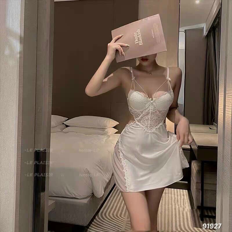 Váy ngủ lụa phối ren có gọng sẵn đệm hở lưng sexy M24 | BigBuy360 - bigbuy360.vn