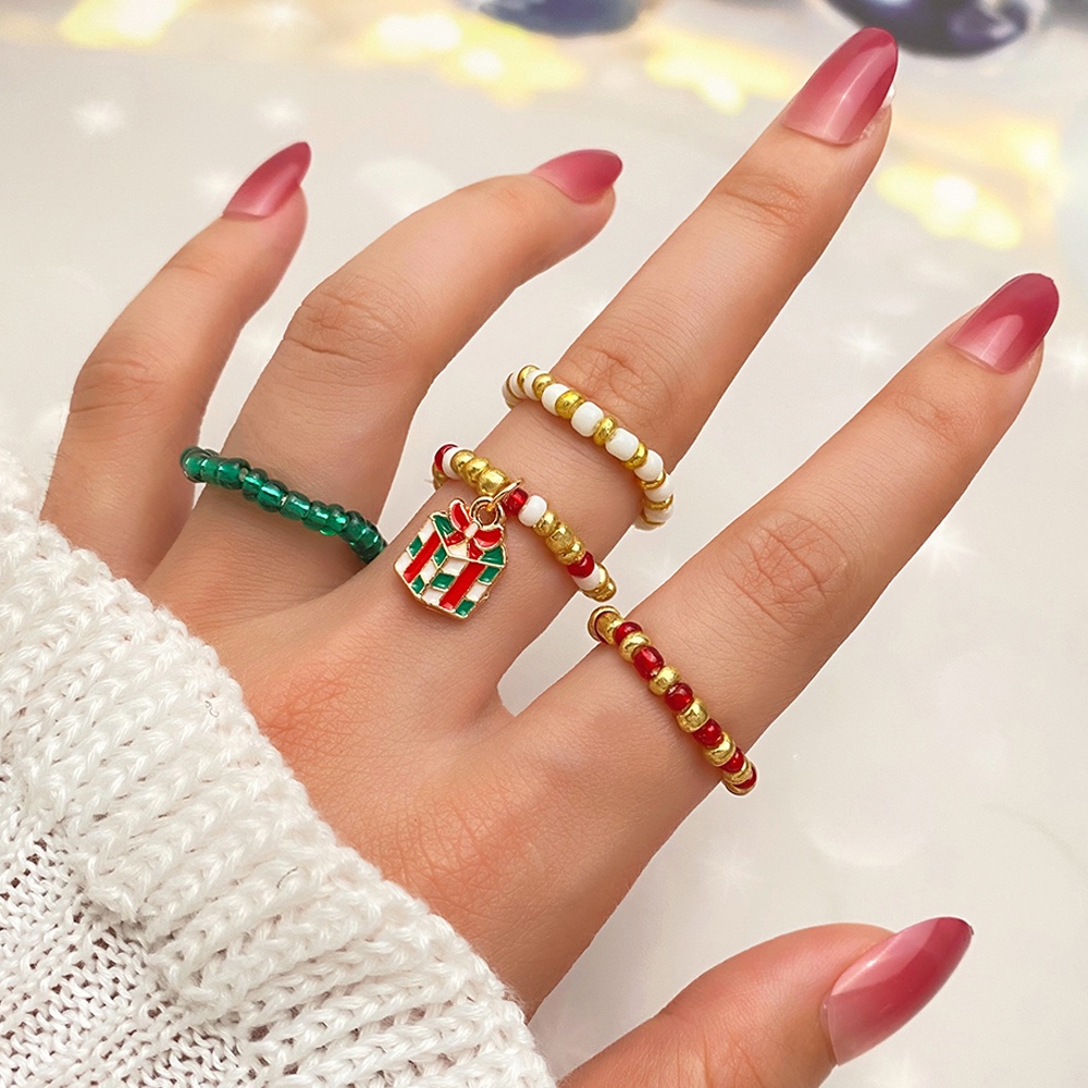 Set 4 Nhẫn Phong Cách Giáng Sinh Năm Mới Cho Nữ
