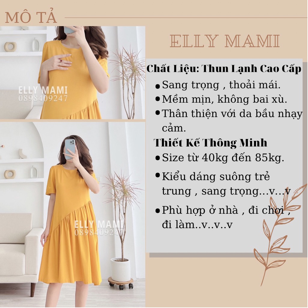 ( 40kg - 85kg ) Đầm Thun Bầu , Suông Đuôi Cá Chéo Form Dễ Mặc Thoải Mái Suốt Thai Kì &amp; Sau Sinh Thiết Kế Cao Cấp