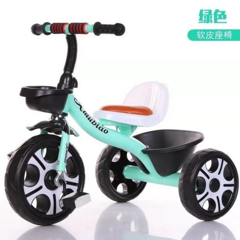 Xe đạp 3 bánh ghế da và có hộp đựng đồ đằng sau cho bé