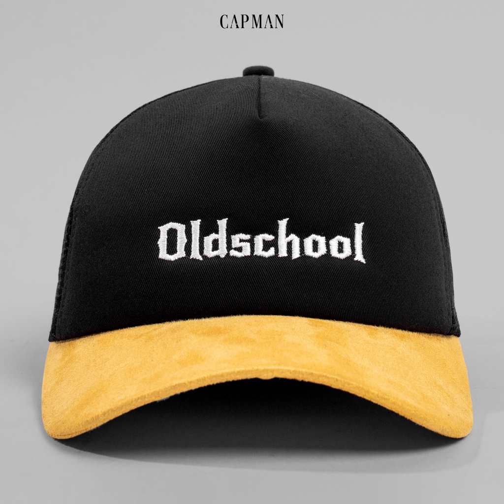 Mũ lưỡi trai thể thao Old School CAPMAN màu đen vàng CM36