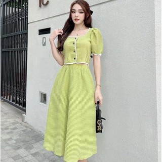 Set caro xanh cổ vuông (kèm hình thật)