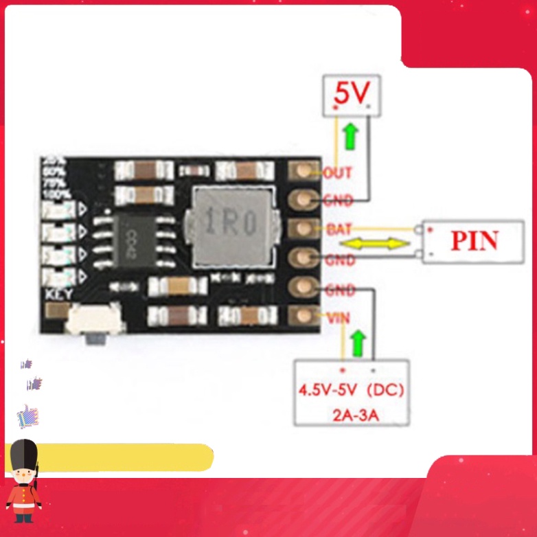 Mạch sạc pin 1S có báo mức pin IP5306-CK - 2A - 1688s.vn