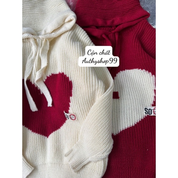 Áo Len Hình Trái Tim Dài Tay Có Mũ 2 màu siêu xinh