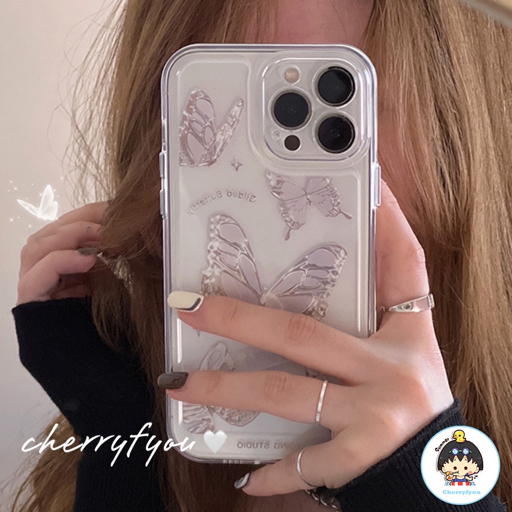 Ốp Điện Thoại TPU Mềm Trong Suốt Chống Sốc Hình Bướm Cho IPhone 14 13 12 11 Pro Max XS XR 8 7 Plus