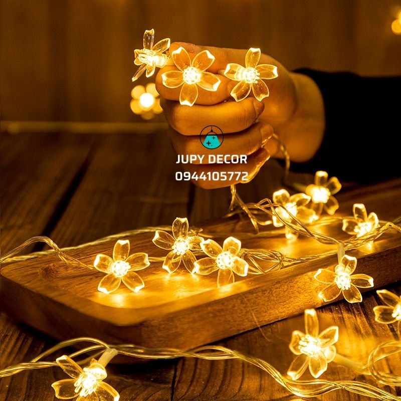 Dây đèn LED hoa anh đào trang trí 3m /6m /10m đèn hoa mai lung linh nhấp nháy decor dịp tết, quán cafe - JUPY DECOR