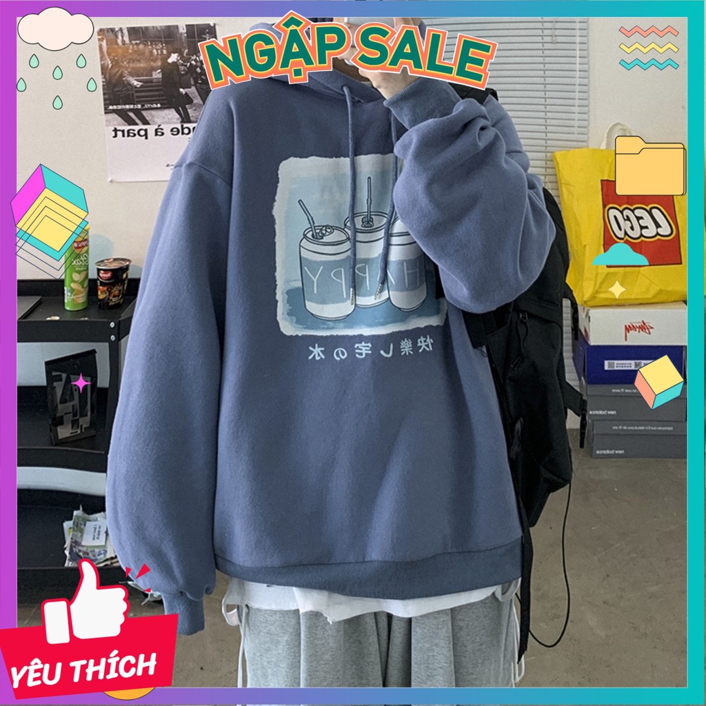 Áo Hoodie Form Rộng Unisex Happy ozonshopm, Áo khoác Sweater Chất Nỉ Dày dặn