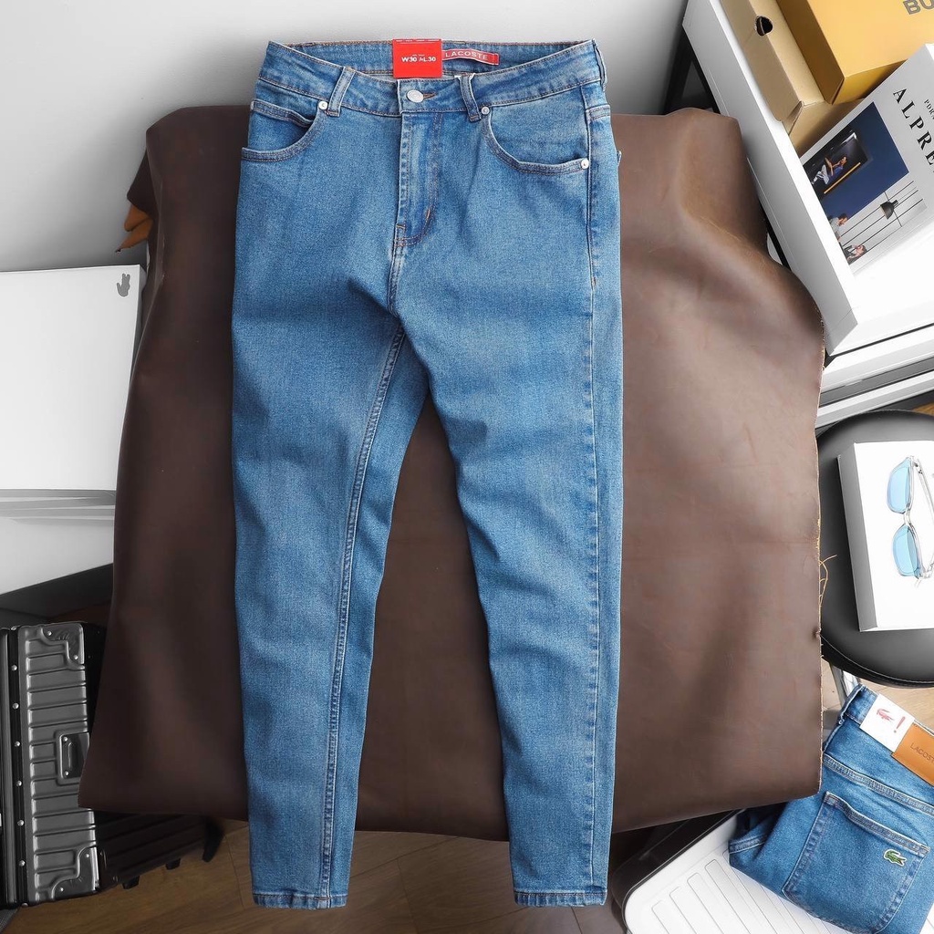 Quần Jean Nam LACOSTE LIVE Màu Xanh Basic 2023 Form SlimFit Mềm Mịn Co Giãn Hàng Xuất Xịn Có Big Size
