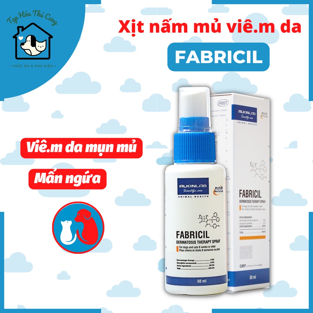 Fabricil Alkin xịt nấm viêm da chó mèo 50ml chính hãng
