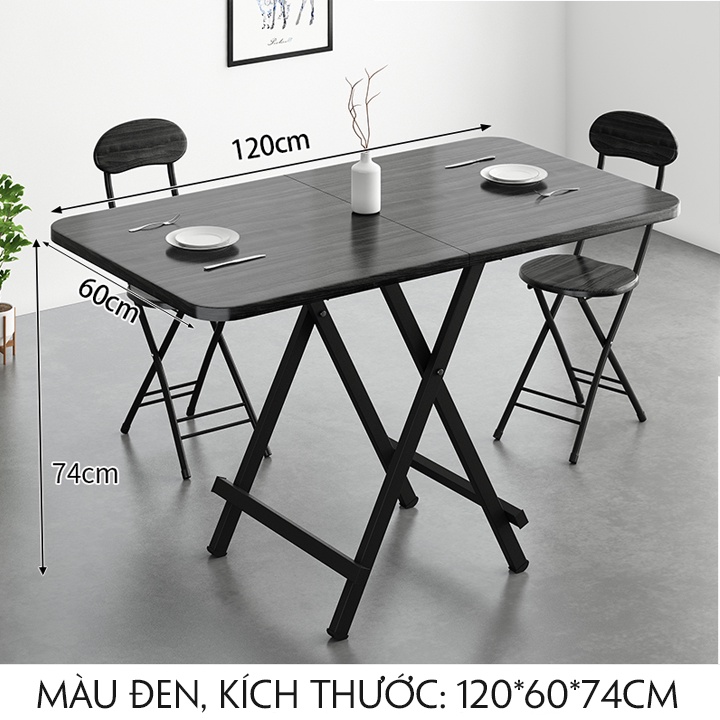 Combo Bộ Bàn Ăn Cafe Ghế Gỗ Gấp Gọn  Thông Minh Tiện Lợi, Tiết Kiệm Không Gian. Kích thước 120*60