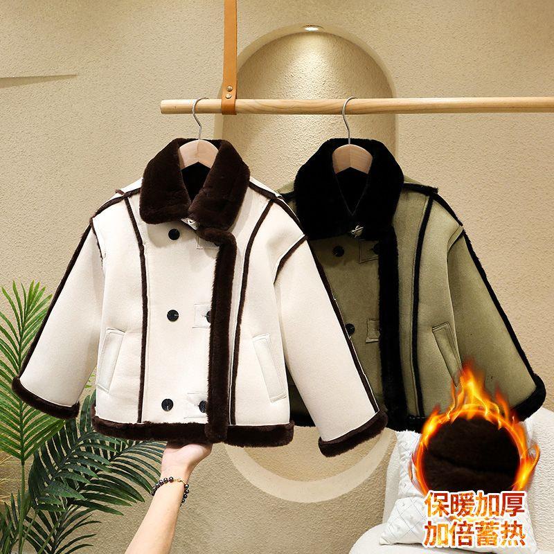 Áo Khoác Da Lộn Lót Nhung Dày Thời Trang Mùa Đông 2022 Mới Cho Bé Trai Và Gái