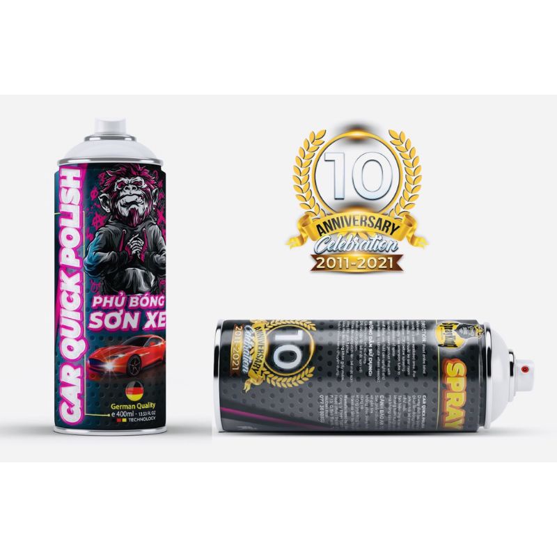 Xịt Phủ Bóng Sơn Xe Công nghê NANO - Sprayking Car Quick Polish 400ML, tạo hiệu ứng lá sen, kháng bụi bẩn, bền màu