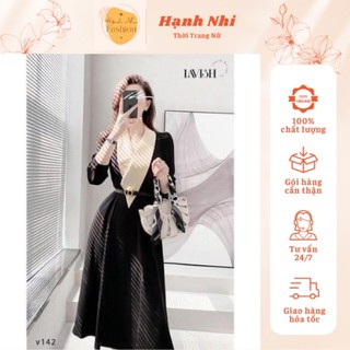 Váy đen phối cổ be sữa kèm đai sang chảnh, váy công nương sang chảnh, váy công nương thiết kế cao cấp