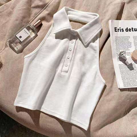 Áo Hai Dây Cổ Polo Hở Lưng Dáng Ôm Thời Trang Mùa Hè Quyến Rũ Cho Nữ