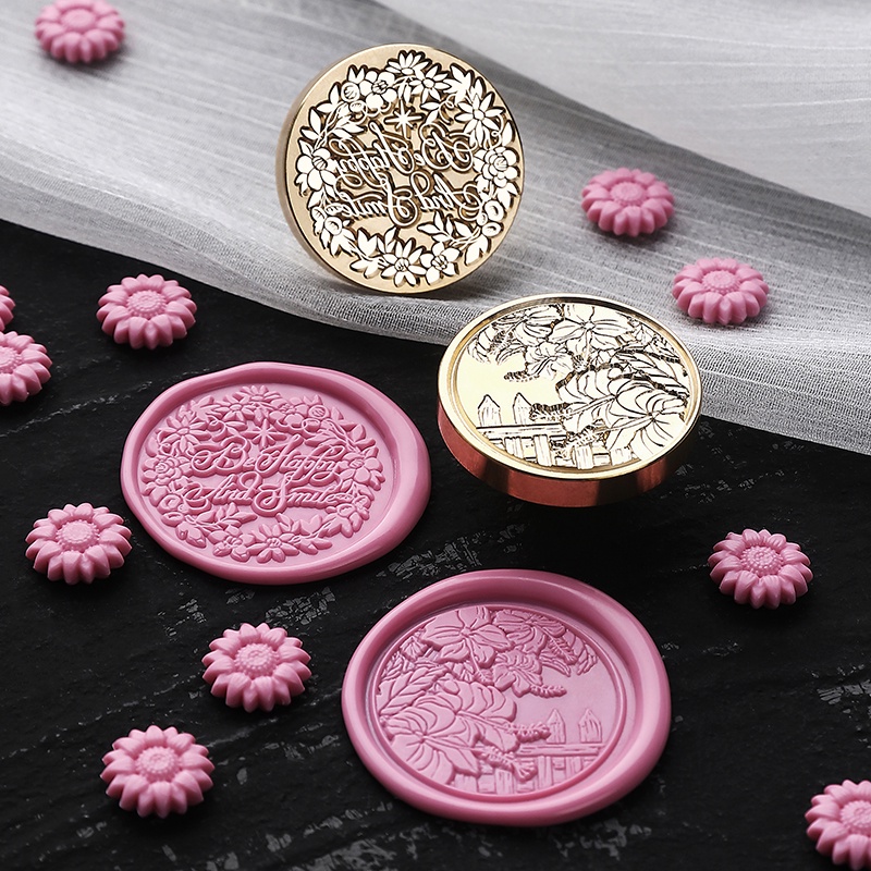 May Con Dấu Niêm Phong Bì Thư Bằng Sáp Hoa Lily Thung Lửa Đầu Đồng Phong Cách Mới