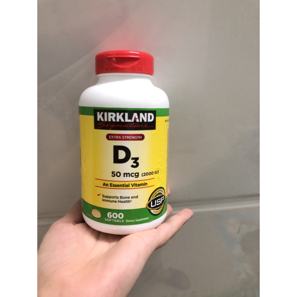 Viên bổ sung vitamin d3 600 viên kirkland vtm d3 2000IU, tăng hấp thụ calci vtmd3 của Mỹ