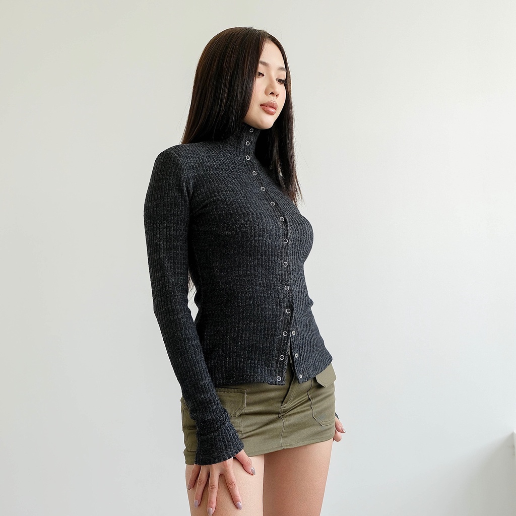 Áo len Kiara Knit Top Mia Ritta A2141 áo len cổ lọ dài tay khuy bấm