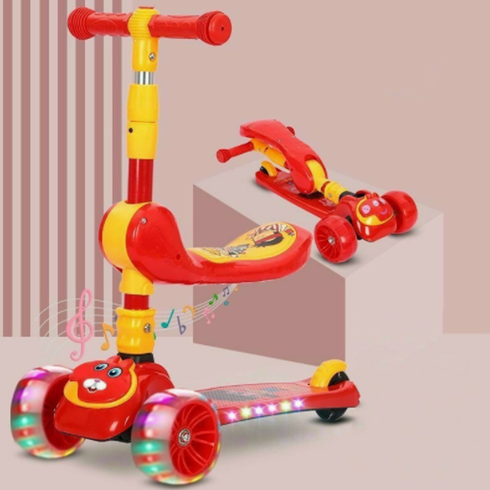 ☀️ Xe trượt scooter cho bé Scooter Gà 2 in 1 có nhạc bánh xe phát sáng.