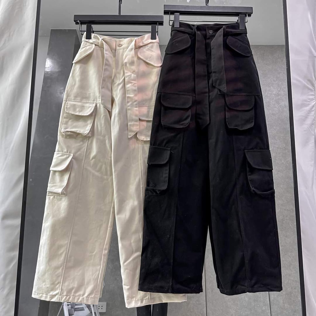 Quần SASY Cargo túi hộp Nam Nữ unisex - quần box kaki ống suông eo co giãn chính hãng- GIDI