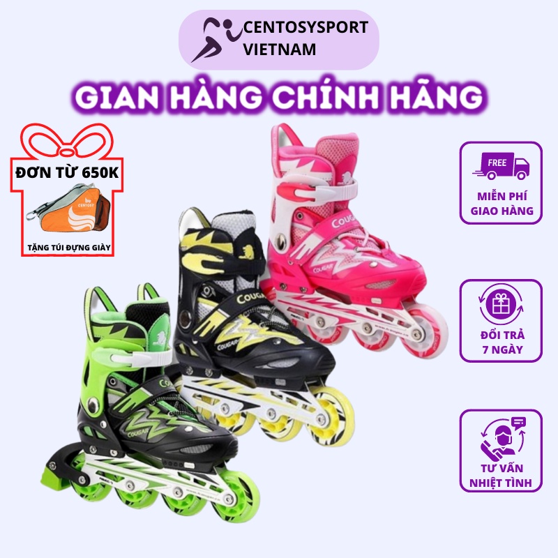 Giày Patin Trẻ Em  Cougar 835L - Có Form Giầy Chắc Chắn, Phanh Chân An Toàn - Centosy 6185