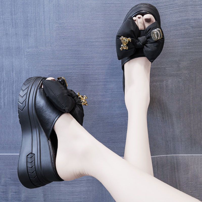 Dép Sandal Đế Xuồng Dày 10cm Tăng Chiều Cao Dành Cho Cô Dâu