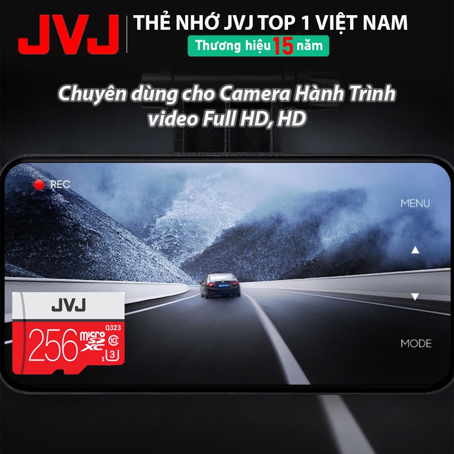 Thẻ nhớ 256Gb JVJ Pro U3 Class 10 MicroSDHC – chuyên dụng cho CAMERA tốc độ cao tương thích với mọi thiết bị - BH 5 Năm
