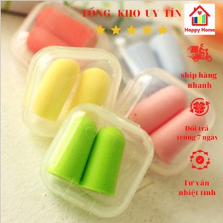 Nút bịt tai đi du lịch, đi máy bay, ô tô chống ồn, một cặp có hộp tiện lợi Happy Home