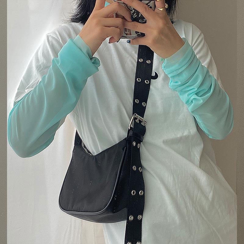 Mischa Túi Đeo Chéo Vai Hình Vuông Cỡ Lớn Hai Hàng Nút Bằng nylon Màu Trơn Thiết Kế Thời Trang Mới Dành Cho Học Sinh