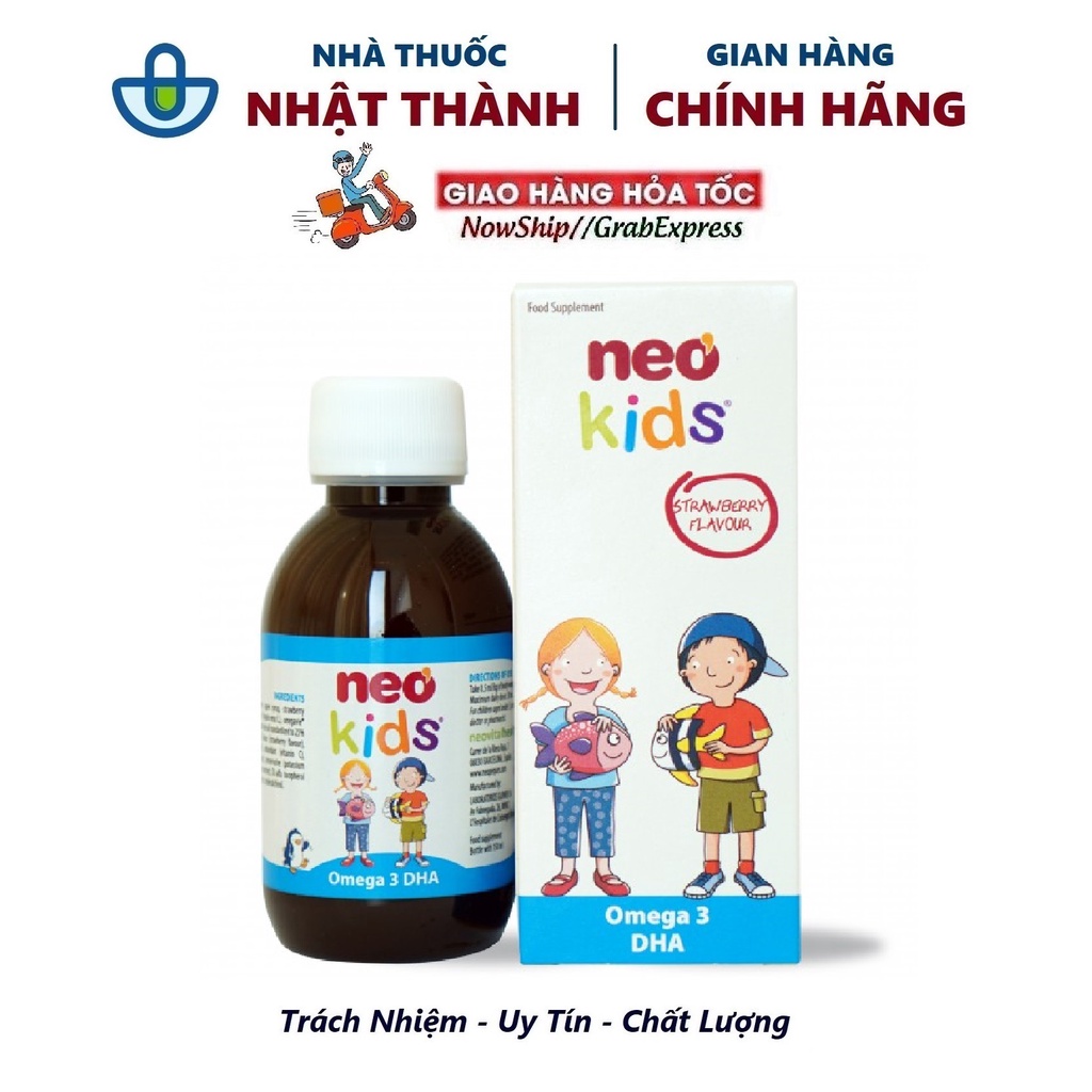DHA cho bé Neo kids omega 3 DHA cho trẻ sơ sinh, Vitamin D3, A, E giúp phát triển trí não tăng cường thị lực 150ml
