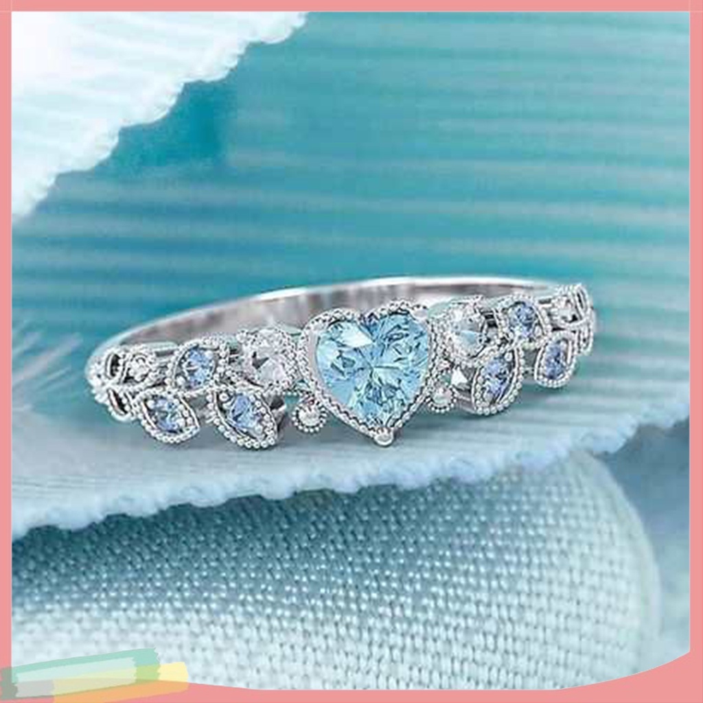 Nhẫn hợp kim trang trí hình trái tim đính đá xinh xắn cho nữ
