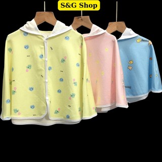 Áo khoác cánh dơi, áo choàng chô bé sơ sinh nón chống nắng 100% cotton mềm mịn dành cho bé từ 8-14kg