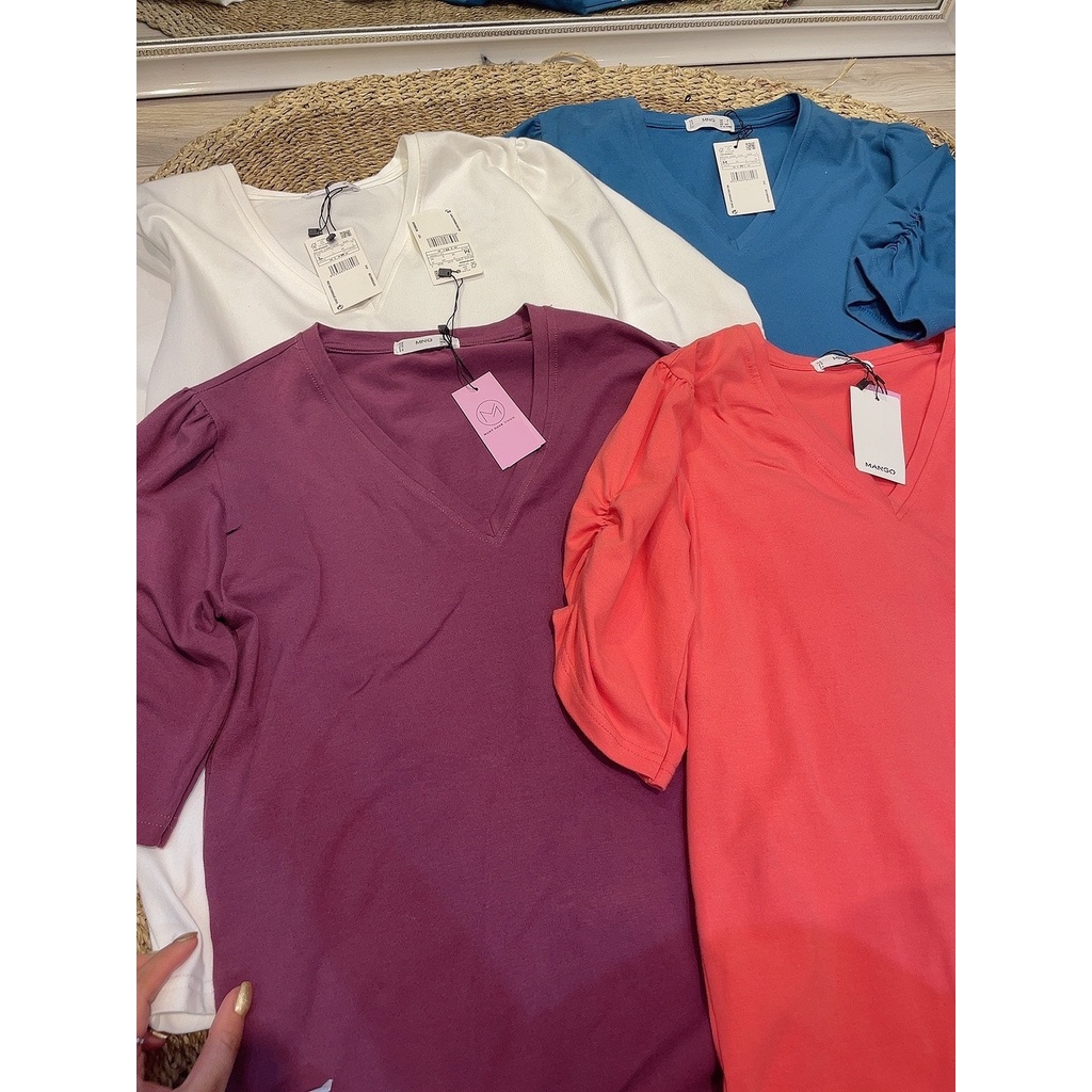 Áo thun MG cổ tim tay sun 4 màu E933