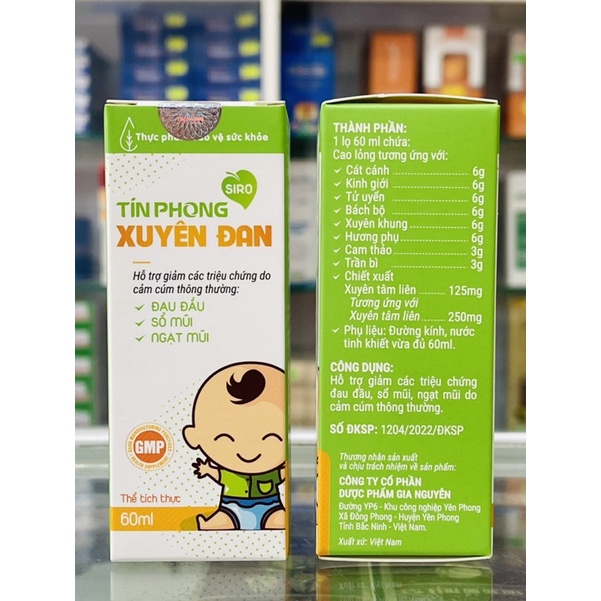 Siro Tín Phong Xuyên Đan - 60ml - Hỗ trợ giảm các triệu chứng đau đầu, sổ mũi, ngạt mũi do cảm cúm thông thường