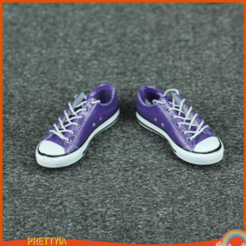 Giày Thể Thao Cột Dây Vải Bạt Đế Phẳng Màu Trắng Cho Búp Bê 12 "Tỷ Lệ 1 / 6