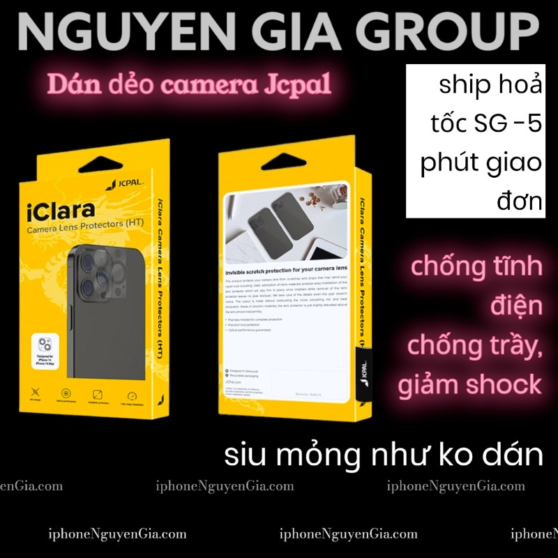 Dán pet camra Jcpal dẻo mỏng camera iPhone 14 Pro Max ip 14 pro