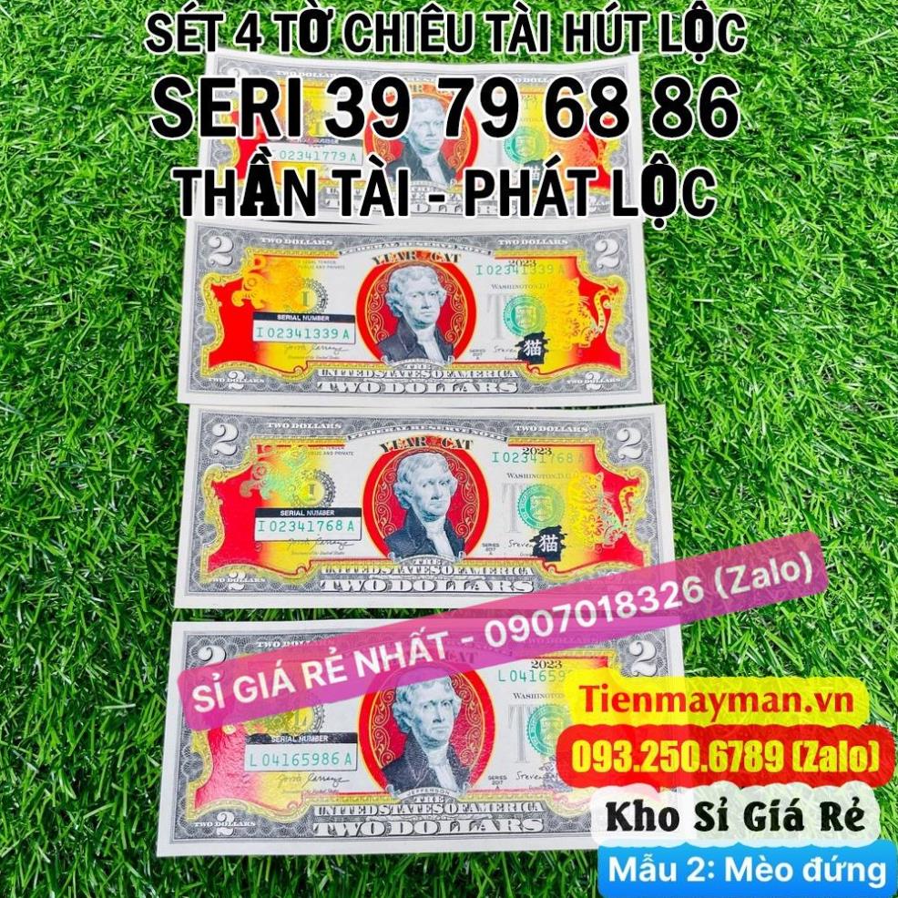 [VIP] (4 tờ Số Đẹp) Bộ Tiền 2 Đô USD Hình Con Mèo Mạ Vàng , Lưu Niệm Lì Xì Mừng Năm Quý Mão [MÈO ĐỨNG]